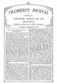 Chambers's Journal of Popular Literature, Science, and Art, No. 737, February 9, 1878 — Various cover