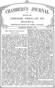 Chambers's Journal of Popular Literature, Science, and Art, No. 740, March 2, 1878 — Various cover