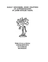 Early memories; some chapters of autobiography — John Butler Yeats cover