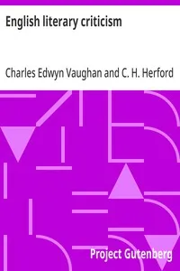 English literary criticism — Charles Edwyn Vaughan cover