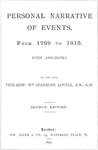 Personal Narrative of Events, From 1799 to 1815 — William Stanhope Lovell cover