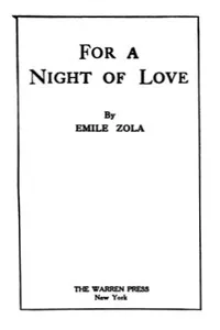 For a Night of Love — Émile Zola cover