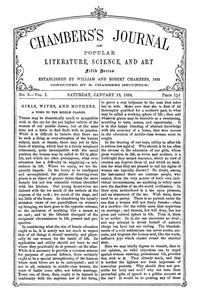 Chambers's Journal of Popular Literature, Science, and Art, Fifth Series, No. 3, Vol. I, January 19, 1884 — Various cover