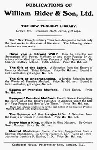 Publications of William Rider & Son, Ltd. cover