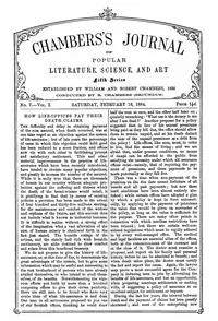 Chambers's Journal of Popular Literature, Science, and Art, Fifth Series, No. 7, Vol. I, February 16, 1884: Volume 18 — Various cover
