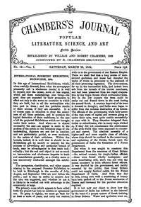 Chambers's Journal of Popular Literature, Science, and Art, Fifth Series, No. 13, Vol. I, March 29, 1884 — Various cover