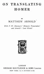 On Translating Homer — Matthew Arnold cover