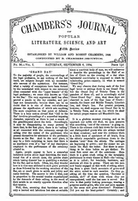 Chambers's Journal of Popular Literature, Science, and Art, Fifth Series, No. 36, Vol. I, September 6, 1884 — Various cover
