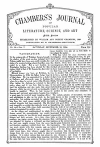 Chambers's Journal of Popular Literature, Science, and Art, Fifth Series, No. 38, Vol. I, September 20, 1884 — Various cover