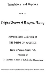 Monumentum Ancyranum: The Deeds of Augustus cover