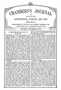 Chambers's Journal of Popular Literature, Science, and Art, Fifth Series, No. 47, Vol. I, November 22, 1884 — Various cover