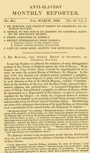 Anti-Slavery Monthly Reporter, March 1829 — Society for the Mitigation and Gradual Abolition of Slavery Throughout the British Dominions cover