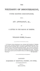 The necessity of disinterment, under existing circumstances — William Cooke cover