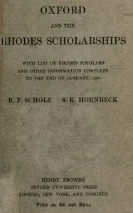 Oxford and the Rhodes Scholarships — R. F. (Richard Frederick) Scholz cover