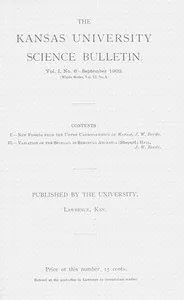 The Kansas University science bulletin, Vol. I, No. 6, September 1902 — Anonymous cover