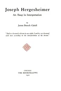 Joseph Hergesheimer, an essay in interpretation — James Branch Cabell cover
