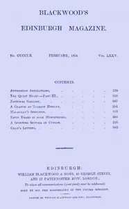 Blackwood's Edinburgh Magazine, Vol. 75, No. 460, February, 1854 — Various cover