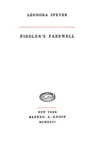 Fiddler's farewell — Leonora Speyer cover