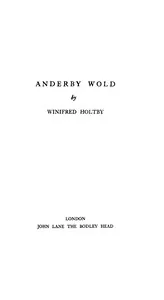 Anderby Wold — Winifred Holtby cover