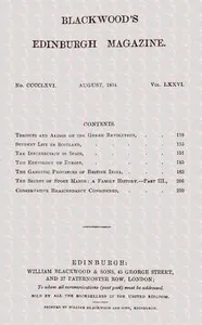 Blackwood's Edinburgh Magazine, Vol. 76, No. 466, August, 1854 — Various cover