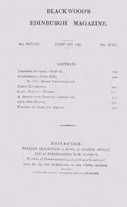 Blackwood's Edinburgh Magazine, Vol. 93, No. 568, February, 1863 — Various cover