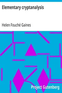 Elementary cryptanalysis — Helen Fouché Gaines cover