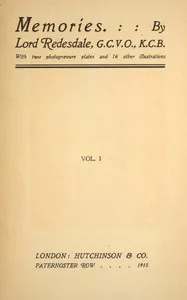 Memories (volume 1 of 2) — Algernon Bertram Freeman-Mitford, Baron Redesdale cover