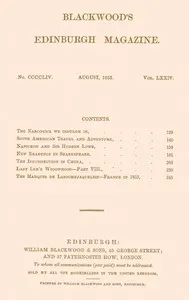 Blackwood's Edinburgh Magazine, Vol. 74, No. 454, August, 1853 — Various cover