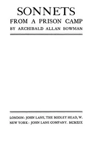 Sonnets from a prison camp — Archibald Allan Bowman cover