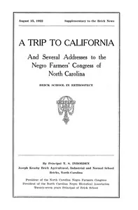 A trip to California: and several addresses to the Negro farmers' congress of North Carolina — Thomas Sewell Inborden cover