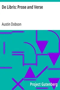 De Libris: Prose and Verse — Austin Dobson cover